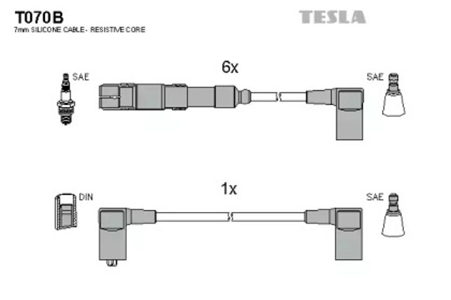 Zestaw przewodów wysokiego napięcia T070B TESLA