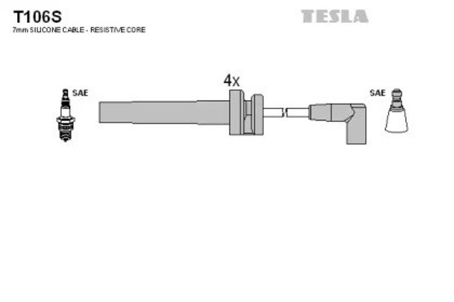 Zestaw przewodów wysokiego napięcia T106S Tesla