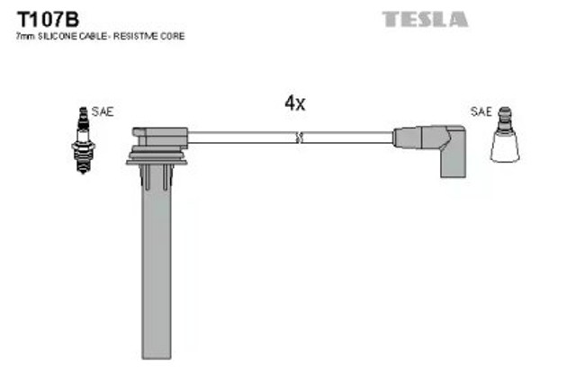 Zestaw przewodów wysokiego napięcia T107B Tesla