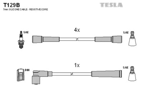 Zestaw przewodów wysokiego napięcia T129B TESLA
