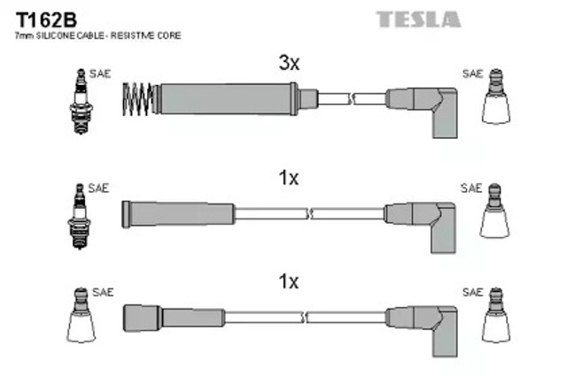 Zestaw przewodów wysokiego napięcia T162B TESLA