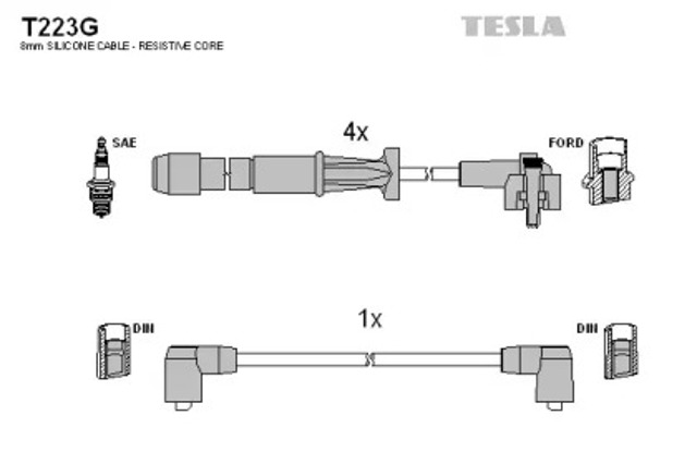 Zestaw przewodów wysokiego napięcia T223G TESLA