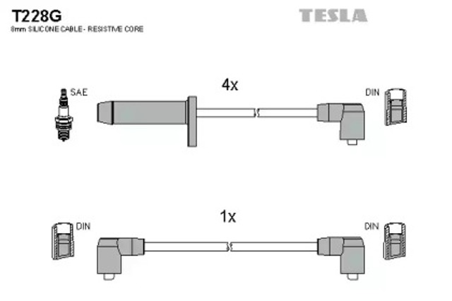 Zestaw przewodów wysokiego napięcia T228G TESLA