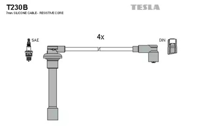 Zestaw przewodów wysokiego napięcia T230B TESLA