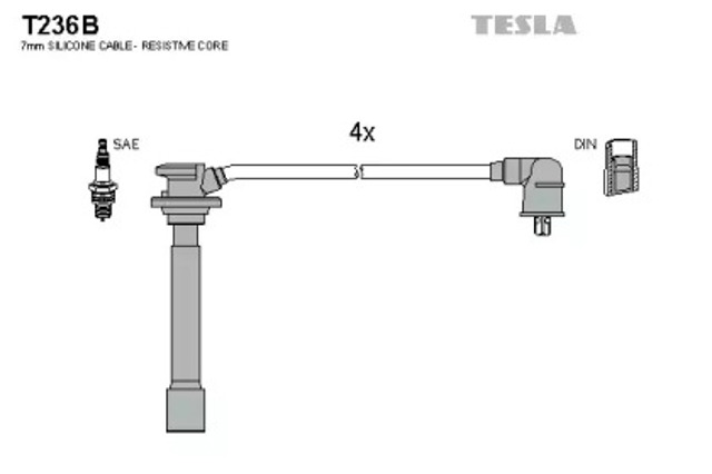 Zestaw przewodów wysokiego napięcia T236B TESLA