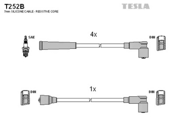 Zestaw przewodów wysokiego napięcia T252B TESLA