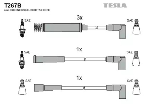 Zestaw przewodów wysokiego napięcia T267B TESLA