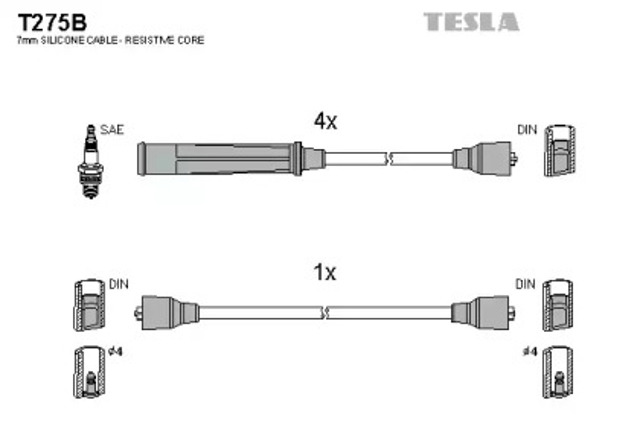 Zestaw przewodów wysokiego napięcia T275B TESLA