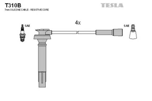 Zestaw przewodów wysokiego napięcia T310B TESLA