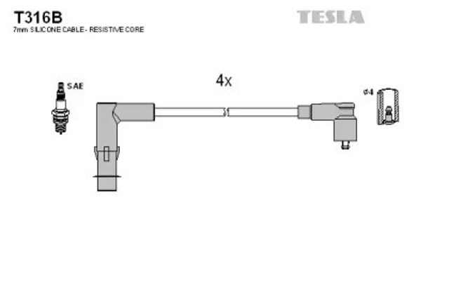 Zestaw przewodów wysokiego napięcia T316B Tesla