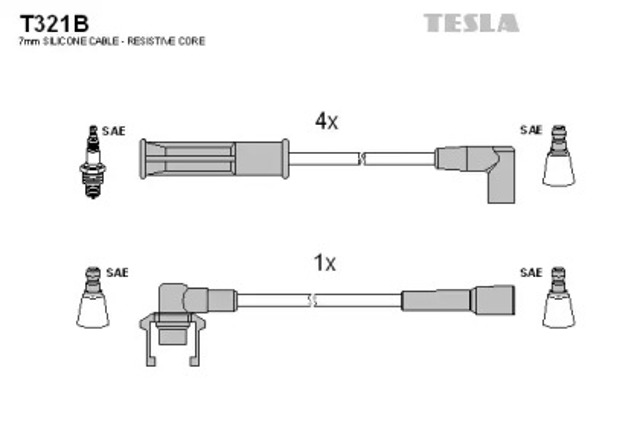 Zestaw przewodów wysokiego napięcia T321B TESLA