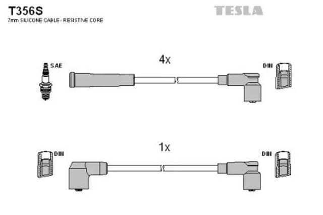 Zestaw przewodów wysokiego napięcia T356S Tesla