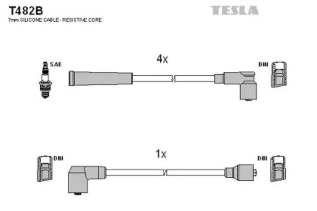 Zestaw przewodów wysokiego napięcia T482B TESLA