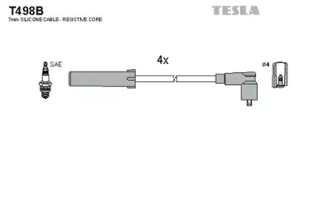Zestaw przewodów wysokiego napięcia T498B TESLA