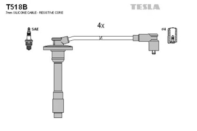 Zestaw przewodów wysokiego napięcia T518B TESLA