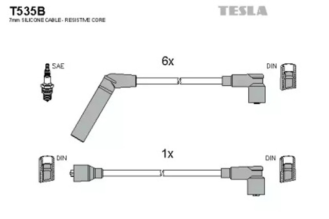 Zestaw przewodów wysokiego napięcia T535B TESLA