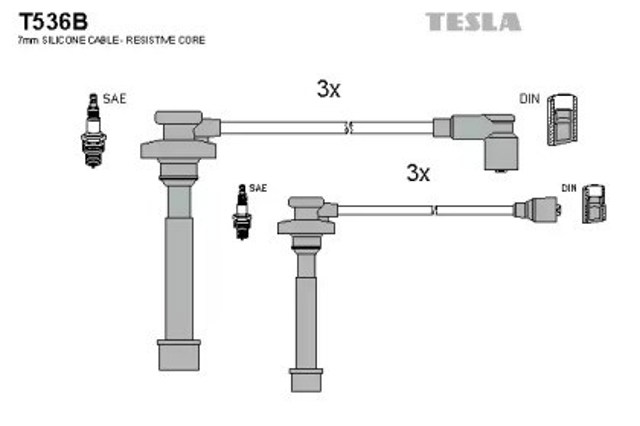 Zestaw przewodów wysokiego napięcia T536B Tesla