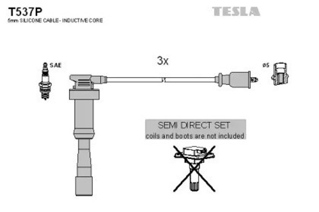 Zestaw przewodów wysokiego napięcia T537P Tesla