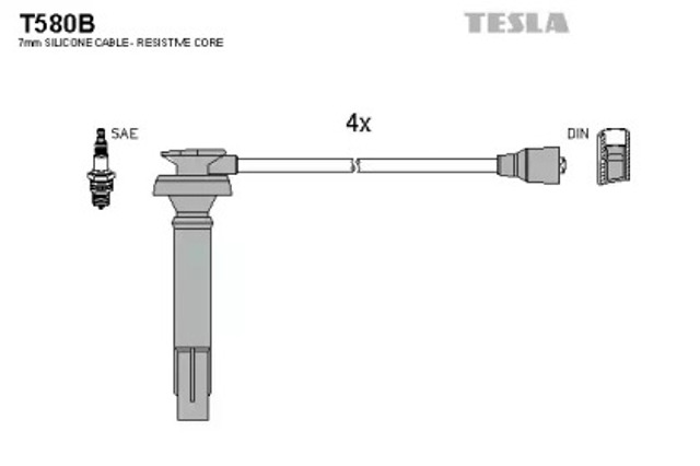 Zestaw przewodów wysokiego napięcia T580B TESLA