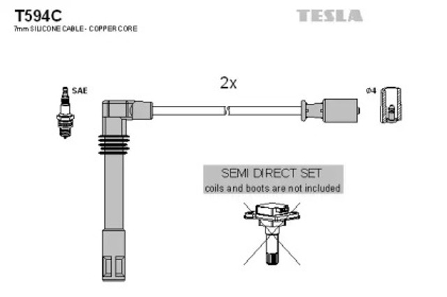 Zestaw przewodów wysokiego napięcia T594C TESLA