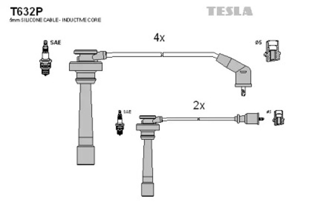 Zestaw przewodów wysokiego napięcia T632P TESLA