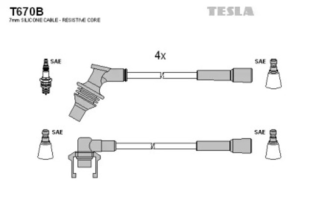 Zestaw przewodów wysokiego napięcia T670B TESLA