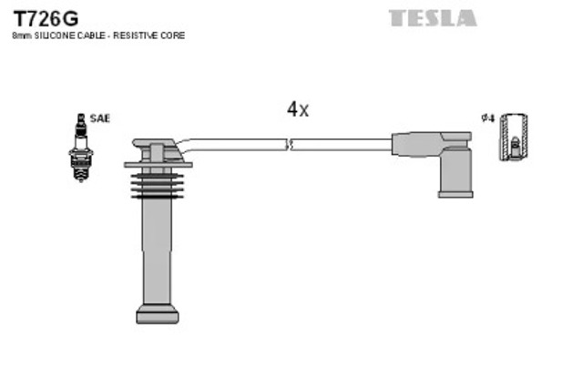 Zestaw przewodów wysokiego napięcia T726G TESLA