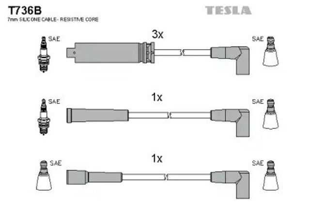 Zestaw przewodów wysokiego napięcia T736B Tesla