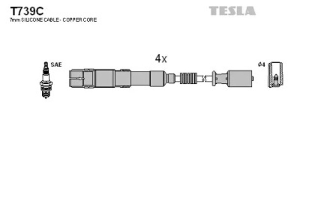 Zestaw przewodów wysokiego napięcia T739C TESLA