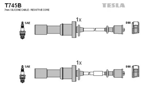 Zestaw przewodów wysokiego napięcia T745B TESLA