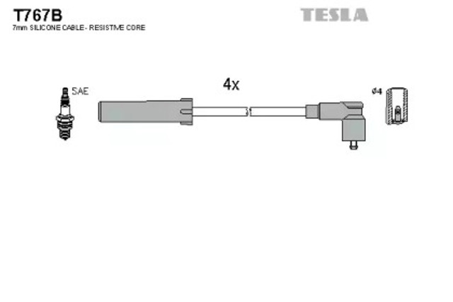 Zestaw przewodów wysokiego napięcia T767B TESLA