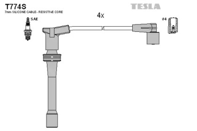 Zestaw przewodów wysokiego napięcia T774S TESLA