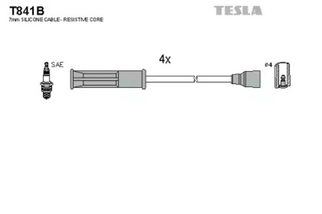 Zestaw przewodów wysokiego napięcia T841B TESLA