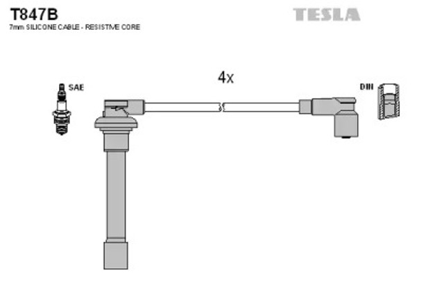 Zestaw przewodów wysokiego napięcia T847B TESLA