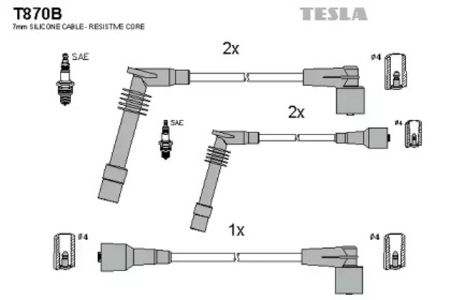 Zestaw przewodów wysokiego napięcia T870B TESLA