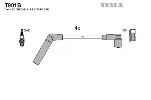 Zestaw przewodów wysokiego napięcia T901B TESLA