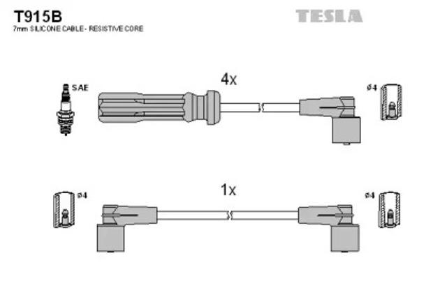 Zestaw przewodów wysokiego napięcia T915B TESLA