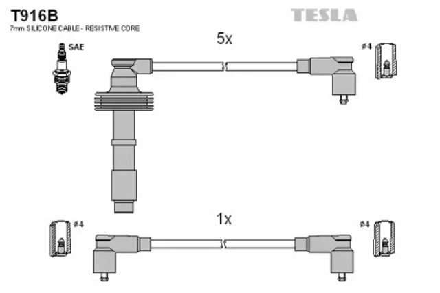 Zestaw przewodów wysokiego napięcia T916B TESLA
