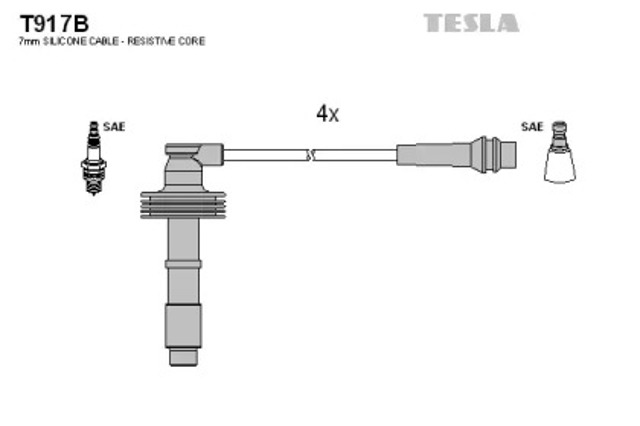 Zestaw przewodów wysokiego napięcia T917B TESLA