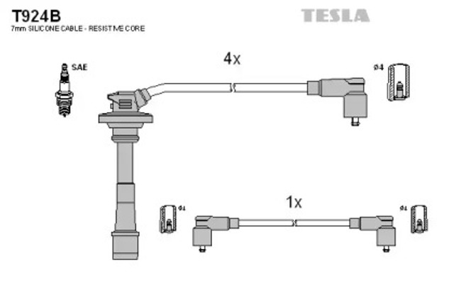 Zestaw przewodów wysokiego napięcia T924B TESLA
