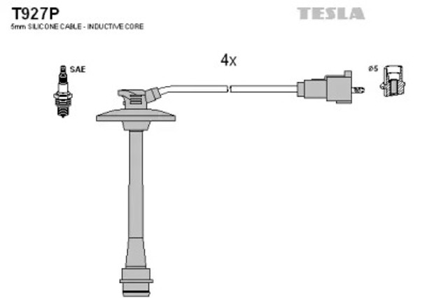 Zestaw przewodów wysokiego napięcia T927P TESLA