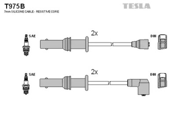 Zestaw przewodów wysokiego napięcia T975B TESLA