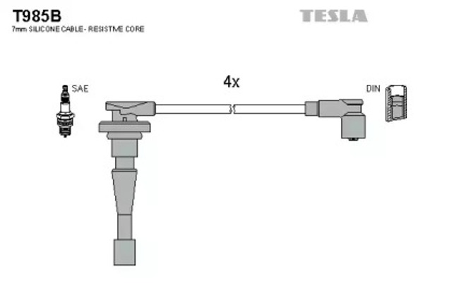 Zestaw przewodów wysokiego napięcia T985B TESLA