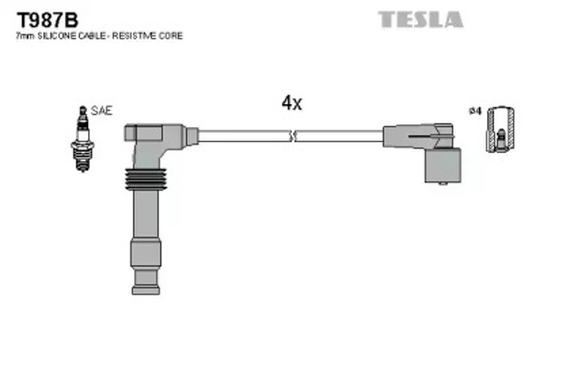 Zestaw przewodów wysokiego napięcia T987B TESLA