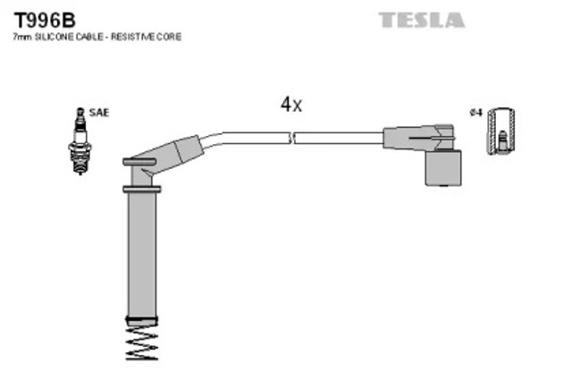 Zestaw przewodów wysokiego napięcia T996B TESLA