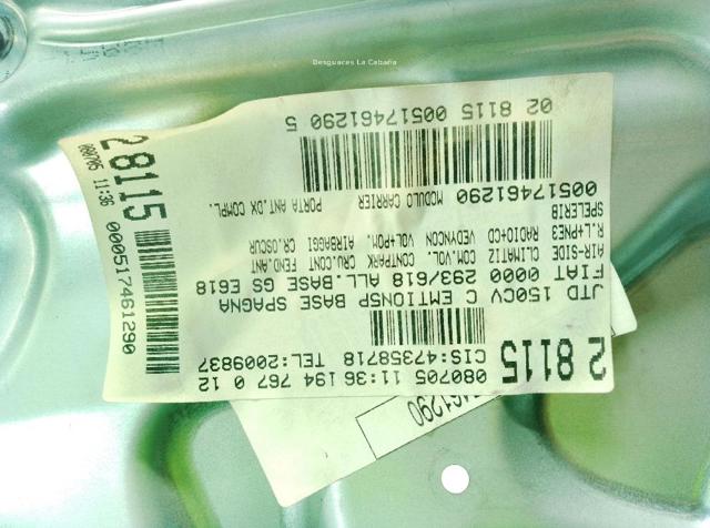 Mechanizm podnoszenia szyby drzwi przednich prawych Fiat Croma 2 194