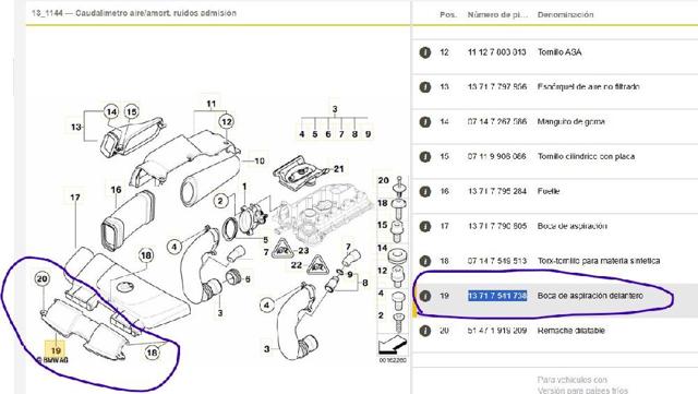Wlot powietrza do filtra powietrza BMW 3 E92