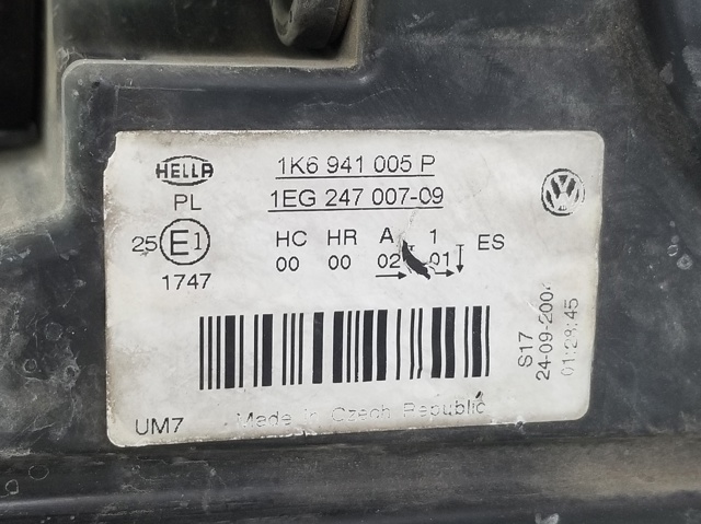 Reflektor lewy 1K6941005P VAG