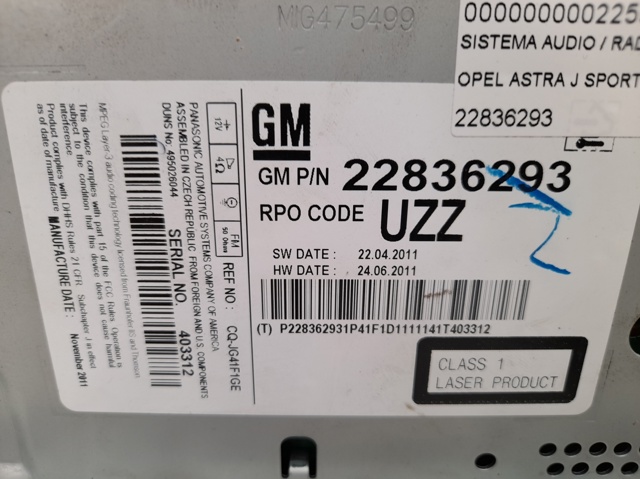 Radioodtwarzacz (radio AM/FM) Opel Astra 35