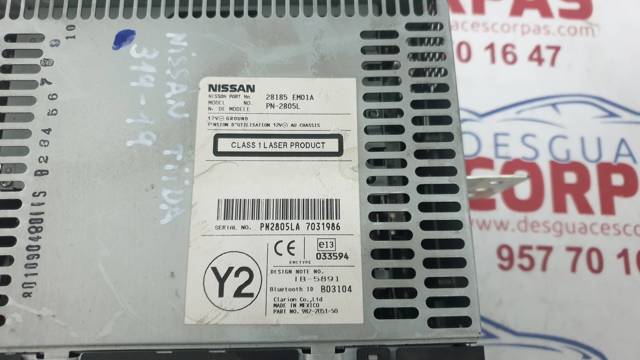 Radioodtwarzacz (radio AM/FM) Nissan Tiida C11X